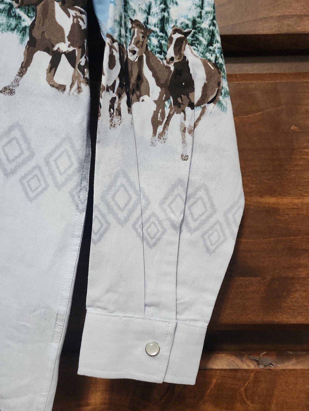 Panhandle Western Cowboy Horse Print Boys Shirt - Picture 7 of 8